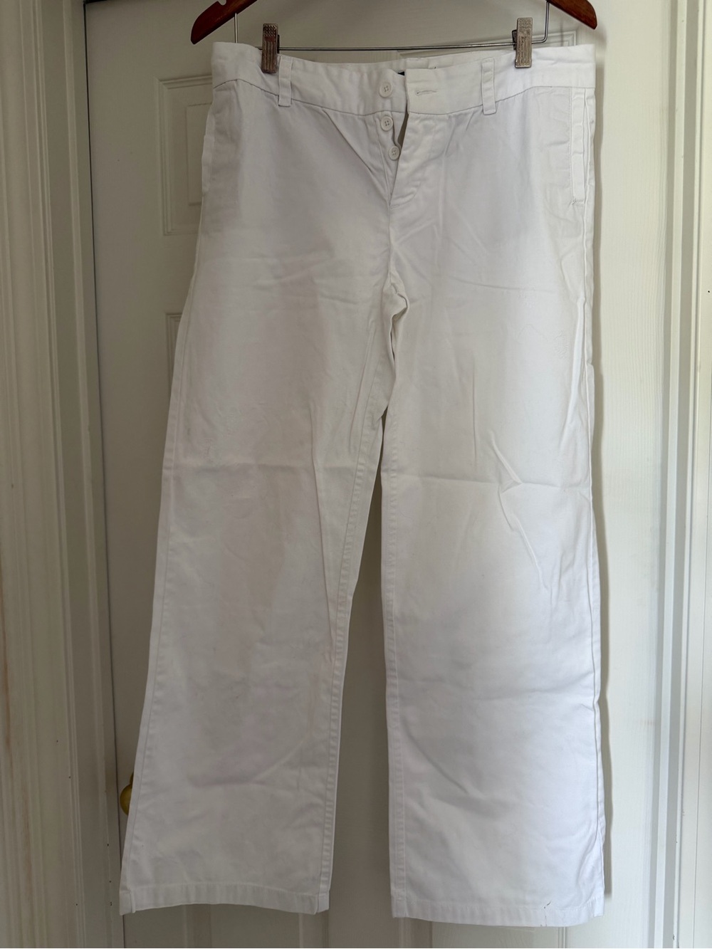 White Wide-Leg Cotton Pants